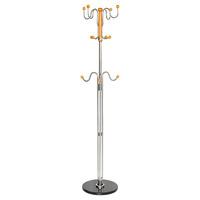 Modern Coat Stand In Chrome With Light Wood Effect Hangers