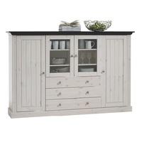 monika display sideboard in solid pine white wash with 4 doors