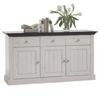 monika sideboard in solid pine white wash with 3 doors