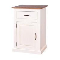 Morgan Bedside Cabinet In White And Sepia Brown Top With 1 Door