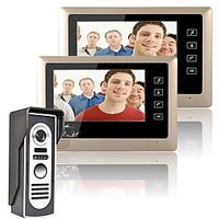 MOUNTAINONE 7 Inch Video Door Phone Doorbell Intercom System Kit 1-Camera 2-Monitors Night Vision