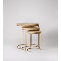 Mondo side table set in bone inlay & iron