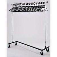 MOBILE CHROME COAT RACK WITH 20 BLACK ANTI-THEFT HANGERS