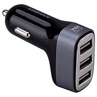 MOMAX Car Charger Patented Double Side Insert USB Port(3 Port 5V 4.4 A)