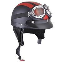 Motorcycle Helmet Open Face Visor Motocross Motor Helmets With Goggles Scarf Adjustable For Hare Retro Outdoor Cycling red