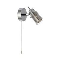 Modern Polished Chrome Pull Switched Wall Spot Light with Mesh Inner