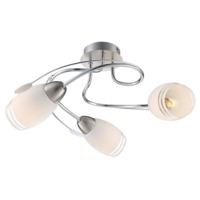 Modern 3-Arm Two Tone Polished and Satin Chrome Ceiling Light