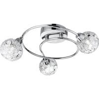 Modern 3-Arm Polished Chrome Ceiling Light with Crystal Beaded Shades