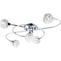 Modern 5-Arm Polished Chrome Ceiling Light with Crystal Beaded Shades