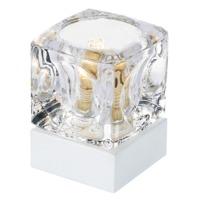 Modern Glass Ice Cube Touch Table Lamp with White Gloss Base