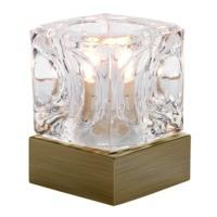 Modern Glass Ice Cube Touch Dimmable Table Lamp with Antique Brass Base