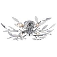 Modern Willow Semi Flush Ceiling Light with Clear & White Leaves