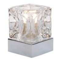 Modern Glass Ice Cube Touch Dimmable Table Lamp with Polished Chrome Base