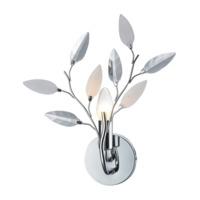Modern Willow Chrome Wall Light Fixture with Clear and White Leaves