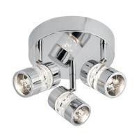 Modern Chrome IP44 Bathroom Three Spot Light Ceiling Fitting with Bubble Effect