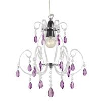 Modern Chandelier Pendant Shade with Purple Acrylic Drops and Clear Frame