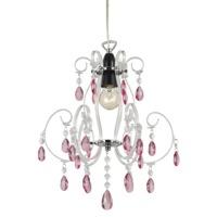 Modern Chandelier Pendant Shade with Pink Acrylic Drops and Clear Frame