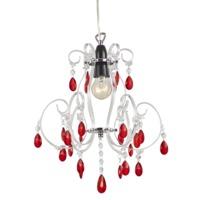 Modern Chandelier Pendant Shade with Red Acrylic Drops and Clear Frame