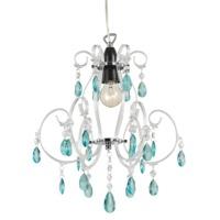 Modern Chandelier Pendant Shade with Teal Acrylic Drops and Clear Frame