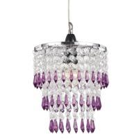 Modern Pendant Lighting Shade with Purple/Clear Acrylic Droplets and Beads