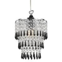 Modern Pendant Lighting Shade with Black/Clear Acrylic Droplets and Beads