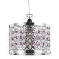 Modern Sparkly Ceiling Pendant Light Shade with Clear and Purple Beads