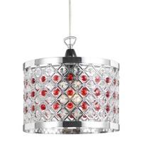 Modern Sparkly Ceiling Pendant Light Shade with Clear and Red Beads