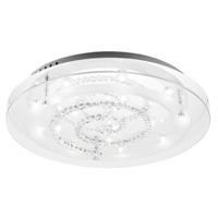 Modern and Futuristic LED Circular Chrome Ceiling Light with Small Crystal Beads