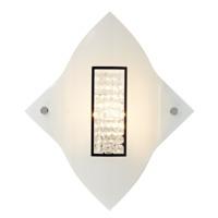 Modern and Unique Curvy Glass Wall Light Fitting with Transparent Crystal Beads
