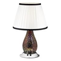 modern 3d effect glass double switched table lamp with white fabric sh ...