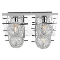Modern Polished Chrome Square Ceiling Light with Wire Mesh Shades