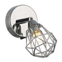 modern adjustable chrome wall spotlight with switch button and caged s ...