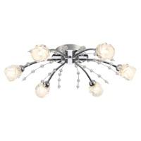 modern ceiling light fitting with 6 arms and clearfrosted glass heads