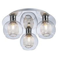Modern Semi Flush Ceiling Light with Chrome Backplate and Circular Glass Shades