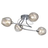 Modern Chrome Low Energy Halogen Ceiling Light with Smoked Glass Shades