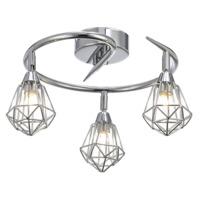 Modern Low Energy Halogen Chrome Ceiling Light with Adjustable Metal Cage Shades