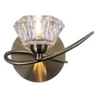 Modern Switched Wall Light in Antique Brass with Moulded Transparent Glass Shade