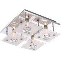 Modern and Unique Square 4 x Halogen Ceiling Light with Crystal Decoration