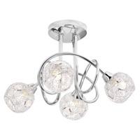Modern and Trendy Chrome Ceiling Light with Mesh and Crystal Shades
