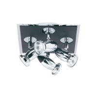 Modern Square Ceiling Spotlight Fixture with Black Base and Chrome Trim