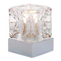Modern Glass Ice Cube Touch Dimmable Table Lamp with Satin Chrome Base