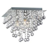 Modern 3 Bulb Chrome Ceiling Light with Clear Acrylic Beads