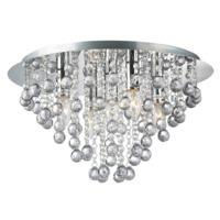 Modern 5 Bulb Chrome Ceiling Light with Clear Acrylic Balls and Beads