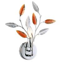 Modern Polished Chrome Wall Light with Clear and Amber Acrylic Leaves