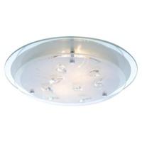 Modern Double Glass Semi Flush Ceiling Light with Crystal Droplets