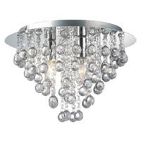 Modern 3 Bulb Chrome Ceiling Light with Clear Acrylic Balls and Beads
