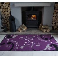 modern black purple paisley floral hearth rug