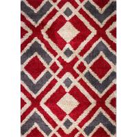 modern red grey geometric shaggy rug bergen 80x150