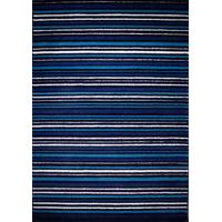 Modern Teal Blue & White Striped Living Room Rug - Sardinia 120x170cm