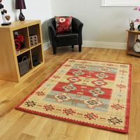 Modern Non Shed Red Blue Extra Large Aztec Style Rugs - Zielger 240cmx340cm (7ft10\